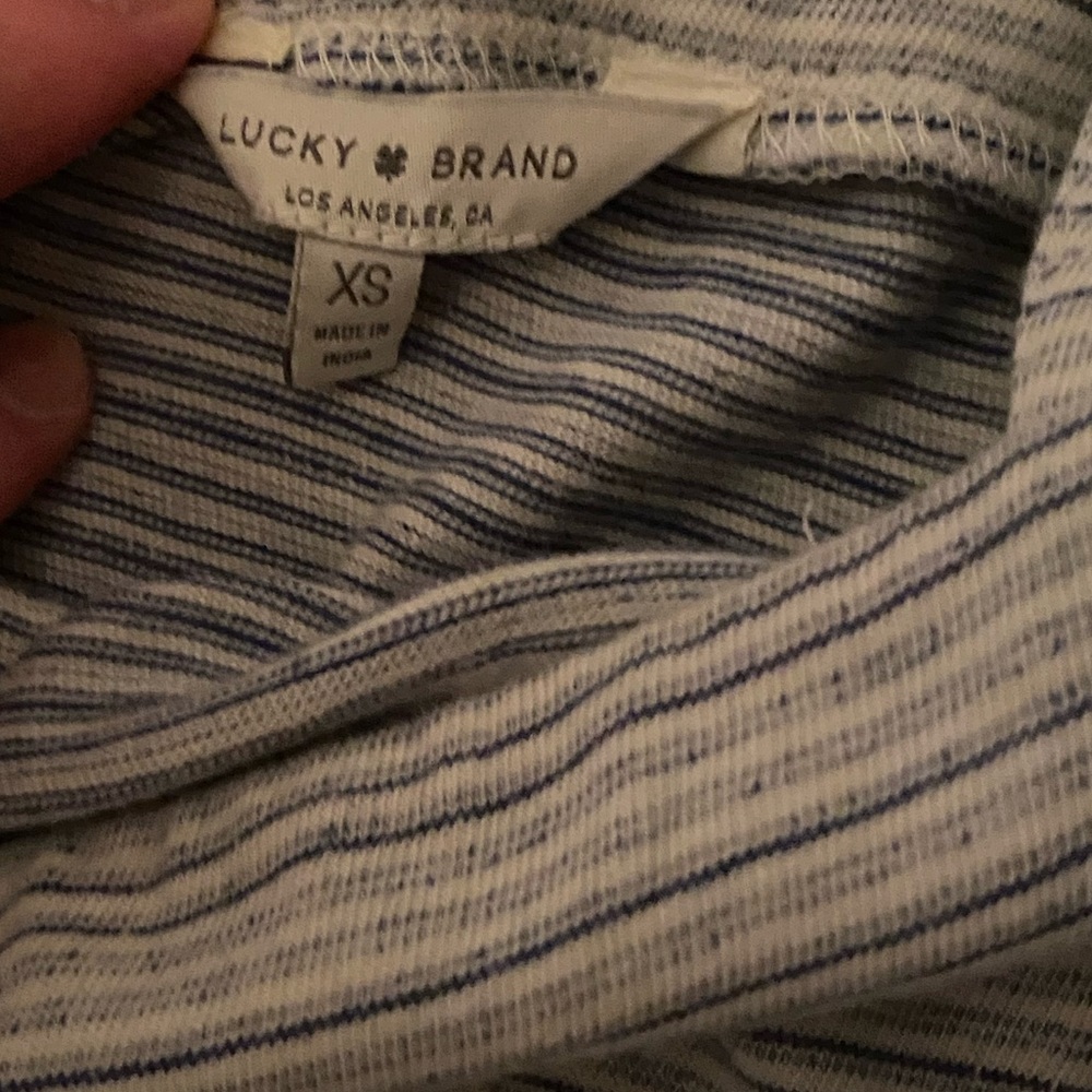 Lucky Brand Button up Stripe Peplum Tank Top - Picture 5 of 5